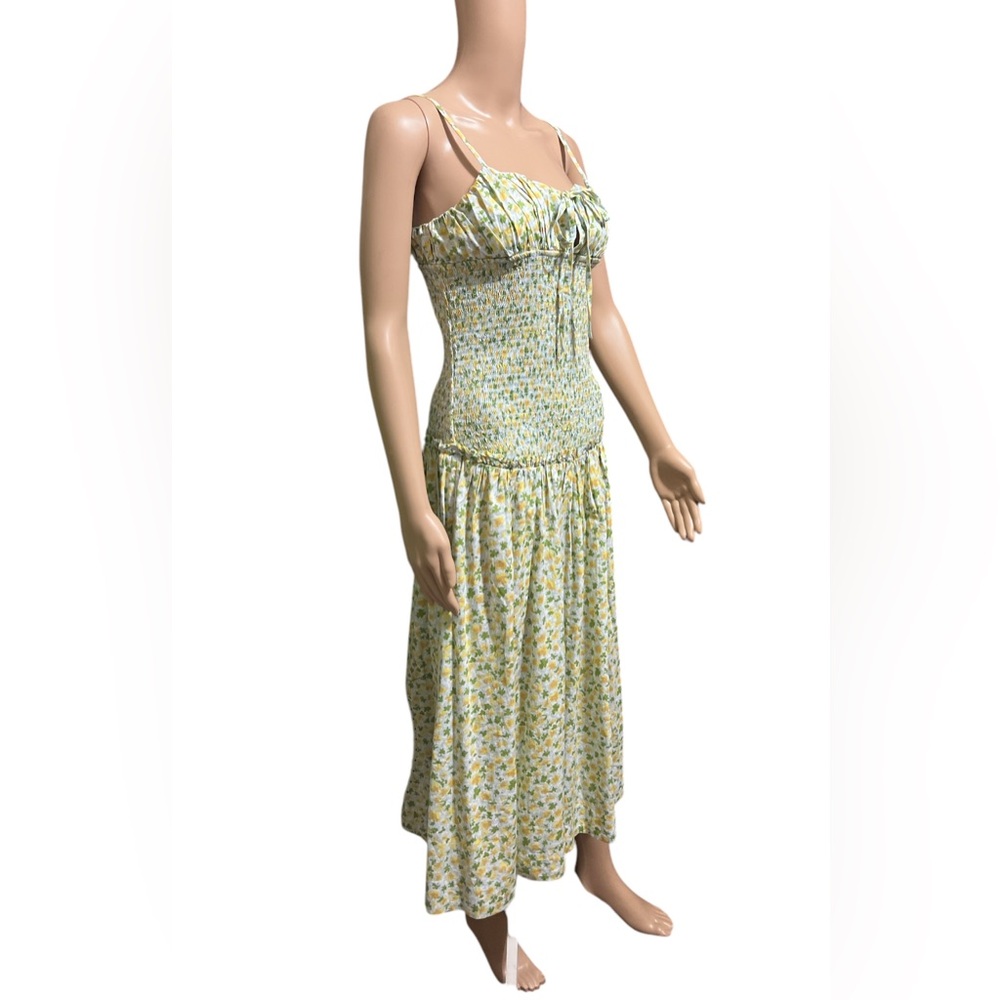 Free People Size S Lavender Daze Dress Green Combo  Sleeveless Smocked N… - Picture 5 of 13